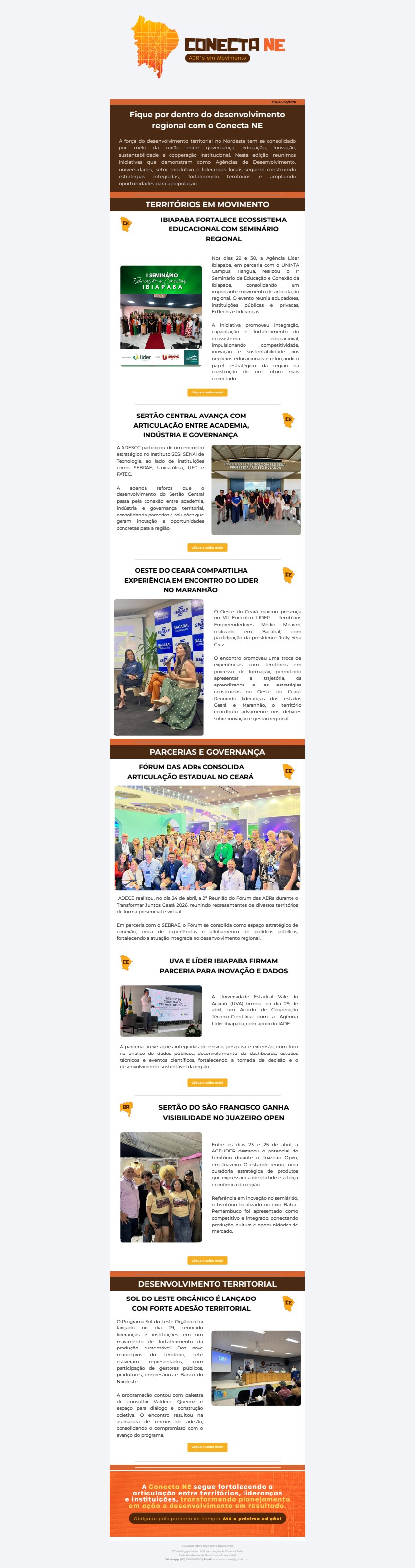 Conecta NE — Edição 06/2026: Rede Nordestina de Territórios destaca articulação do Sertão Central com academia, indústria e governança